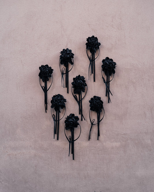 black ribbon rose